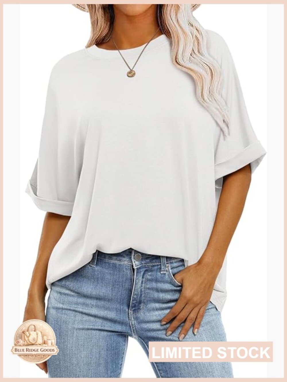 Oversized Crewneck Tee Summer Casual Loose Fit Basic Top Trendy Fashion